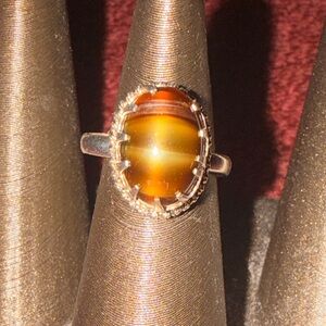Vintage Sterling Silver Honey Brown tigers Eye Ring